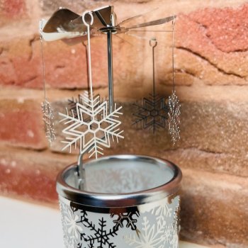 Teelicht Karussell, Schneeflocken-Motiv